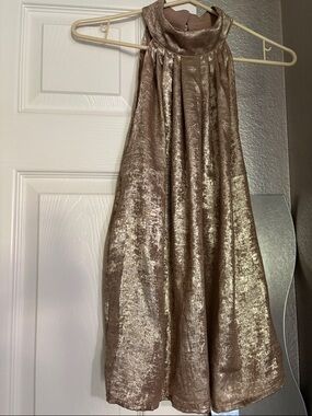 Gold lame halter tank - M
